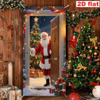 1Pc Christmas Themed Door Banner with Santa Claus and Winter Snowy Christmas Tree Design, Suitable for Holiday Home Decoration