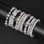 4 Pcs/Set White Pearl Bracelet Set Multilayer Gold Color Beads Bracelet For Women Trendy Imitation Pearl Bangle Luxury Jewelry