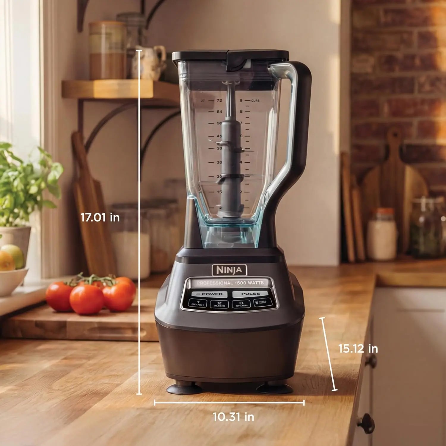Multi-functional food processor/blender for making smoothies | Includes blending cup, two 16-ounce takeaway cups, and an 8-cup capacity mixing bowl | Makes salsa, dough, milkshakes, and cold drinks | 1500 watts