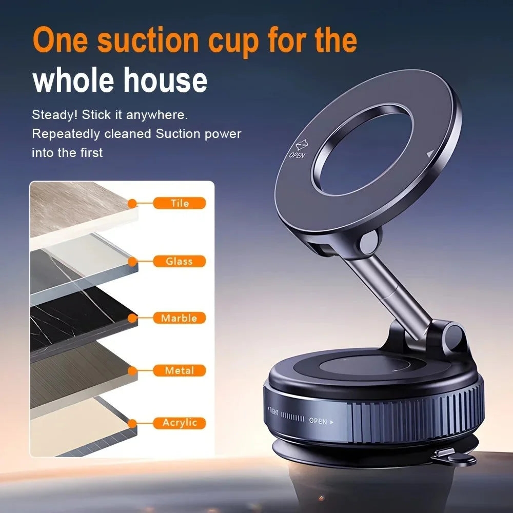 Car Magnetic Mobile Phone Holder 360 Rotatable Foldable Vacuum Suction Cup Stand Portable Universal Adsorption Smartphone Holder