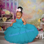 Pink Flower Girl Dresses for Wedding Crystal Sleeveless Sequins Girl Kids Birthday Party First Holy Communion Gowns Customized