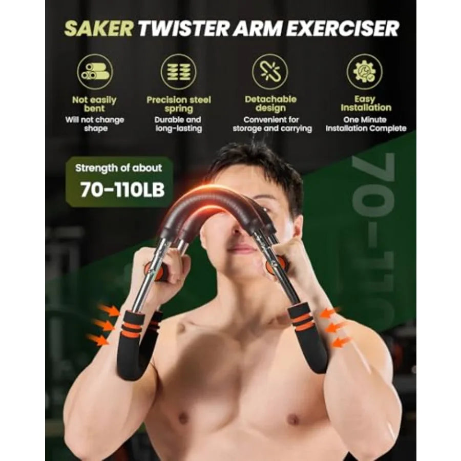 3-in-1 Hydraulic Chest Workout Equipment with Ab Roller Wheel for Home Gym Use Steel Frame Black Adjustable 70-110LB Resistance