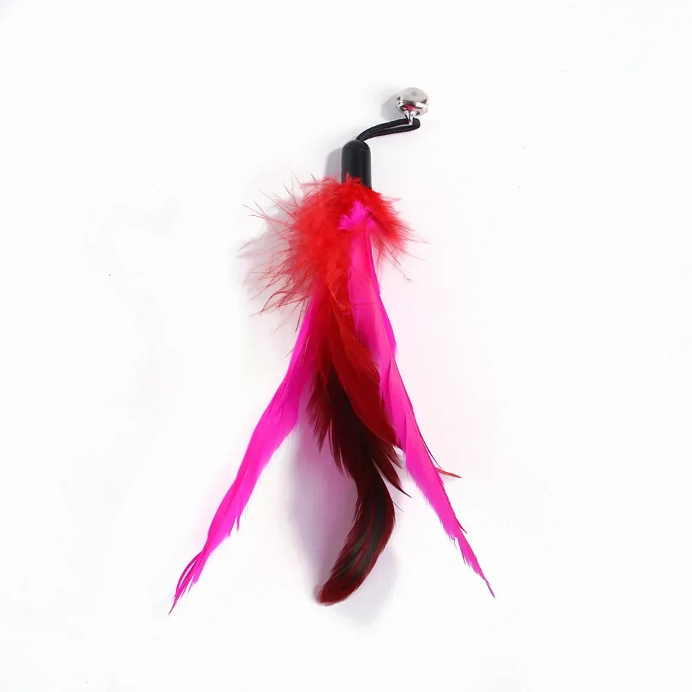 Cat Feather Toy Accessories False Birds Worm Toy with Bell Kitten Cat Toys Interactive Replacement Refill Foam Ball Training