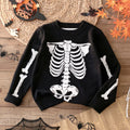 Boys and Boys Street Style Halloween Skeleton Pattern Sweater Knitted Pullover Suitable for Ha