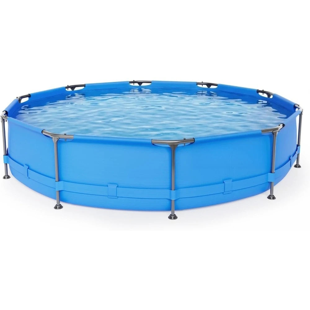 Round Above Ground Swimming Pool 12FT x 30IN Metal Frame Outdoor Portable Water Pool for Adults Family Friends Backyard