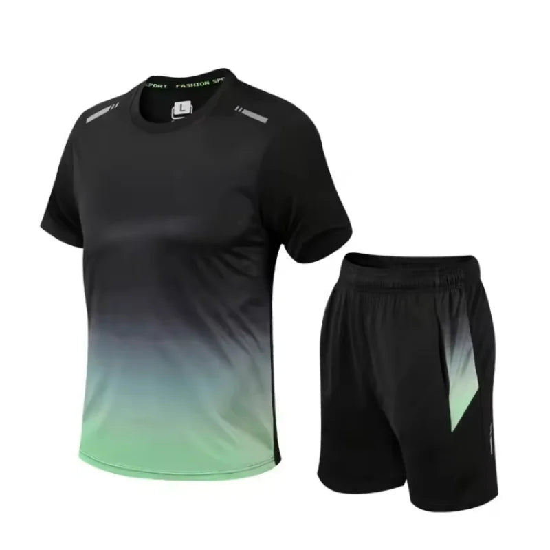 New 2025 Men's Outfit Summer Short Sleeve T Shirt Set Men Fashion 2 Piece Sportwear  Casual Shorts Sweatshirt Male Tracksuit