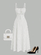 【Plus Size】 Polka Dot Print Dress, Casual Sleeveless Dress for Summer, Women's Plus Size Clothing for Daily Wear