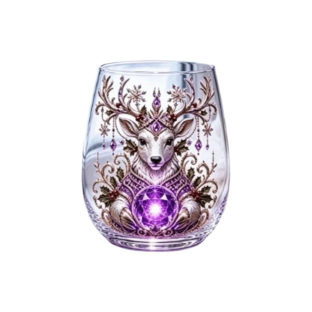 Drinking Glass 2D Print Christmas Wine Glass Snowman Santa Claus Christmas Art Cup Tree Reindeer Clear Stemless Glass Gifts