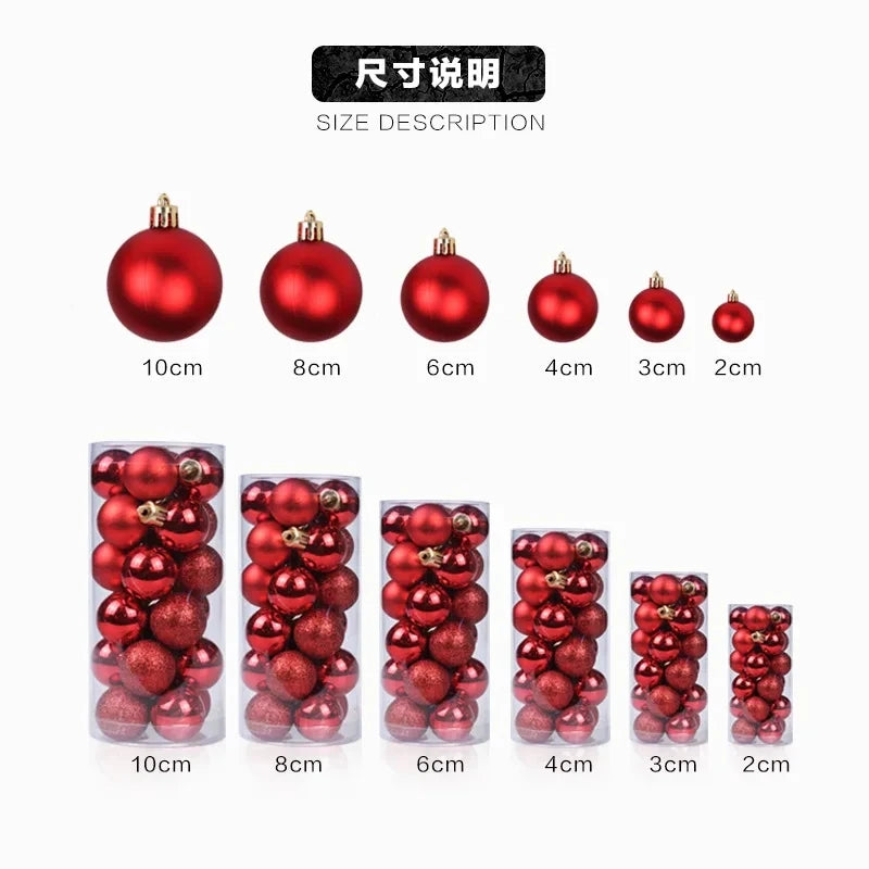 24Pcs 4/6CM Christmas Balls Big Ball Christmas Tree Pendant Ornaments for Party Decor 2025 New Year Navidad Gifts Accessory