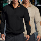 Men’s Knitted Jacquard Sweaters Button Stand-up Collar Warm Pullover Sweaters Outdoor Casual Men's Long-sleeved Sweatshirt