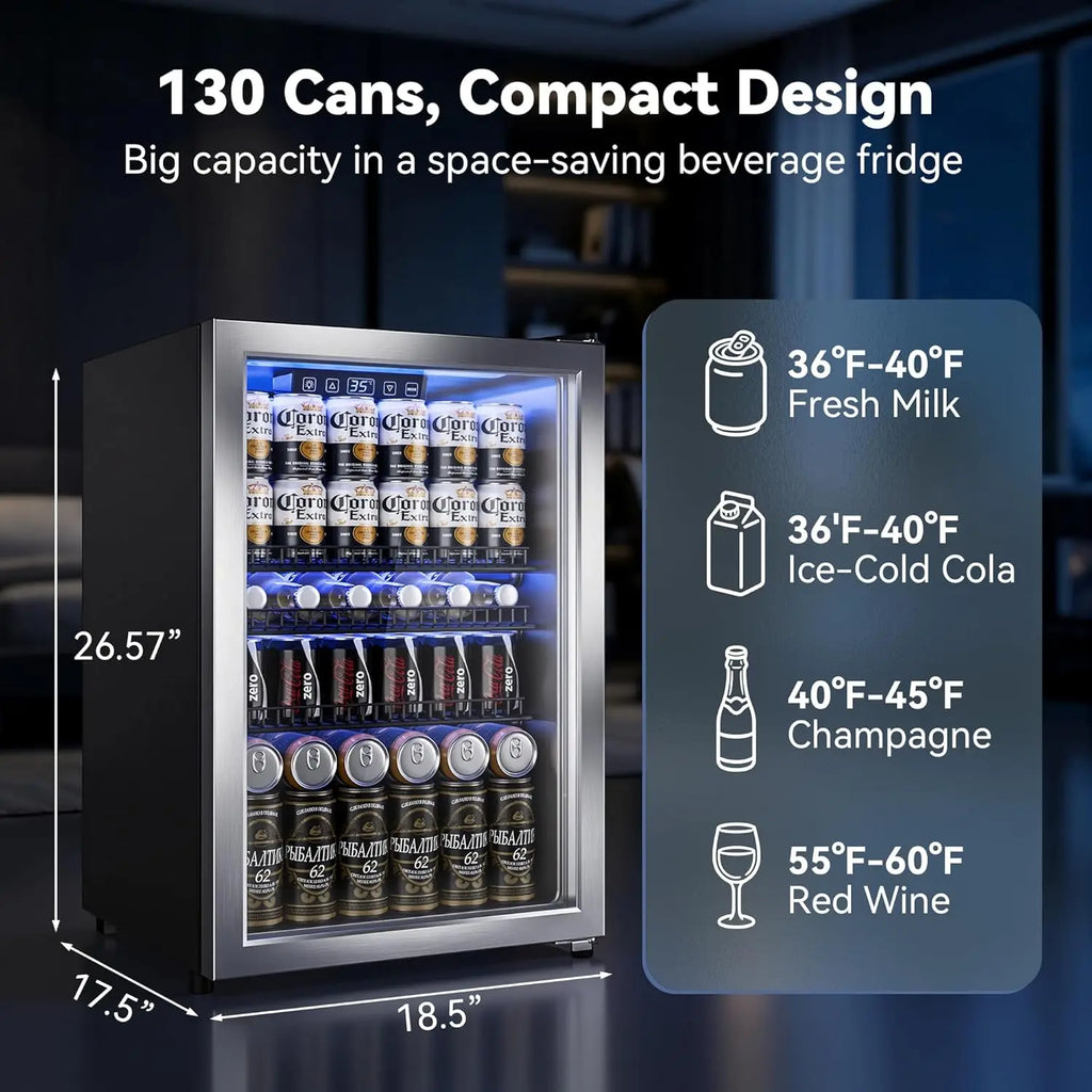 Beverage Refrigerator Cooler-Mini Fridge Freestanding Cooler with Glass Door, Adjustable Shelves & Digital, Customized
