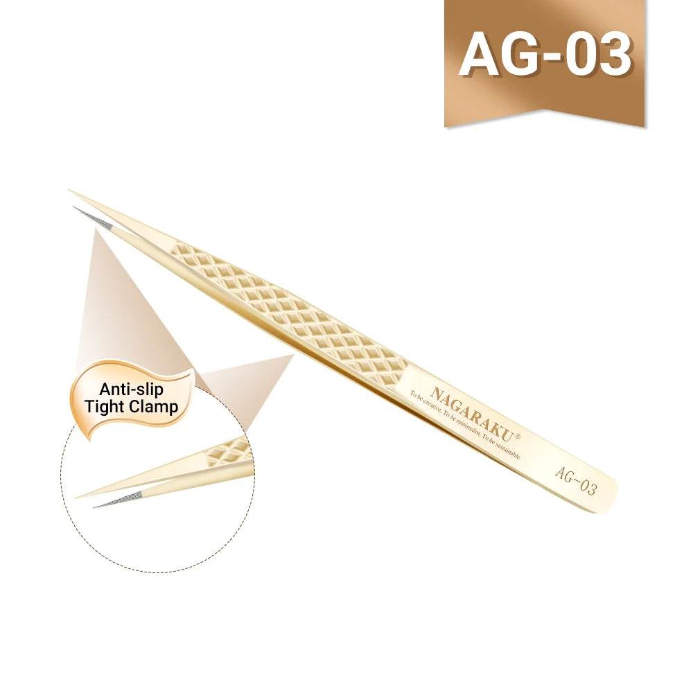 NAGARAKU Precision Fiber Tip Tweezer for Eyelash Extensions Professional Eyelash Tweezers Antistatic Straight