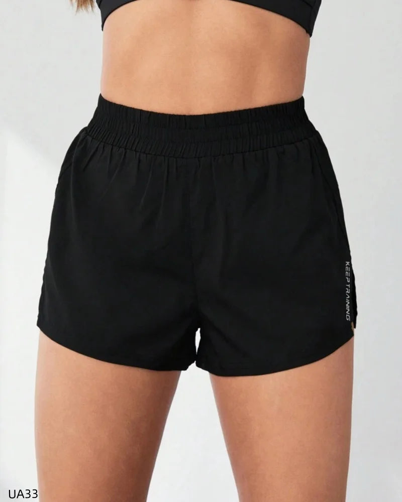 2026 Summer Sports Shorts Gym Training Running High waisted Breathable Pocket Anti glare Fake Two piece Sports Elastic Fitness Y