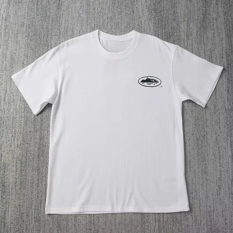 Small Sailboat Art Printed Casual T-shirt Men's and Women's Luxury Brand Top
