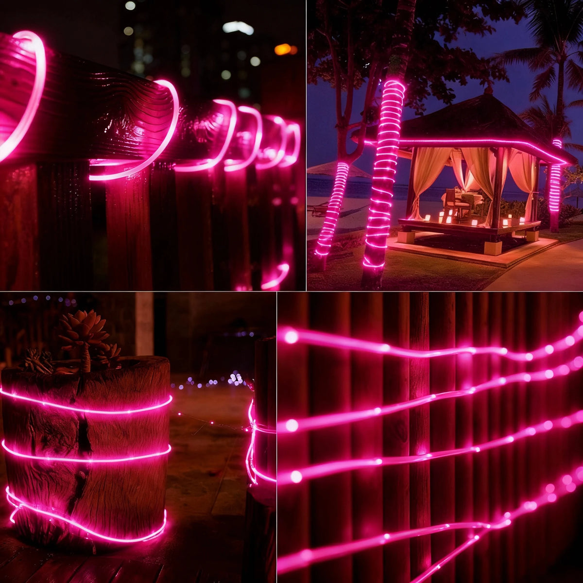 Solar Tube Rope String Lights Outdoor,22M/17M/12M/7M Solar Fairy Lights IP54 For Decor Outdoor Garden Deck Tree Yard Fence