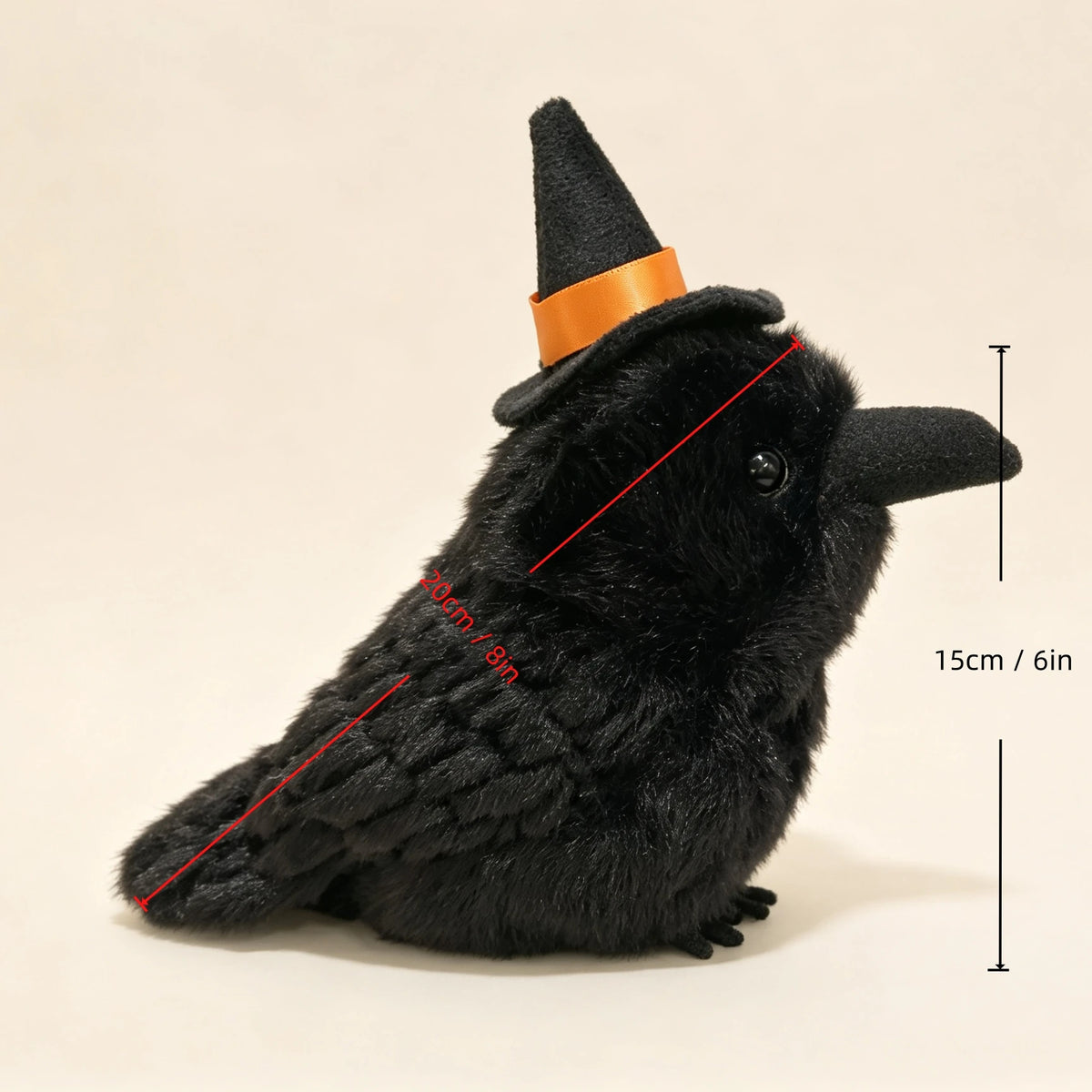 10cm 20cm Kawaii Black Crow Plush Toy Realistic Crow Stuffed Animal Creative Bird Soft Doll for Child and Adults Gothic Room Dec