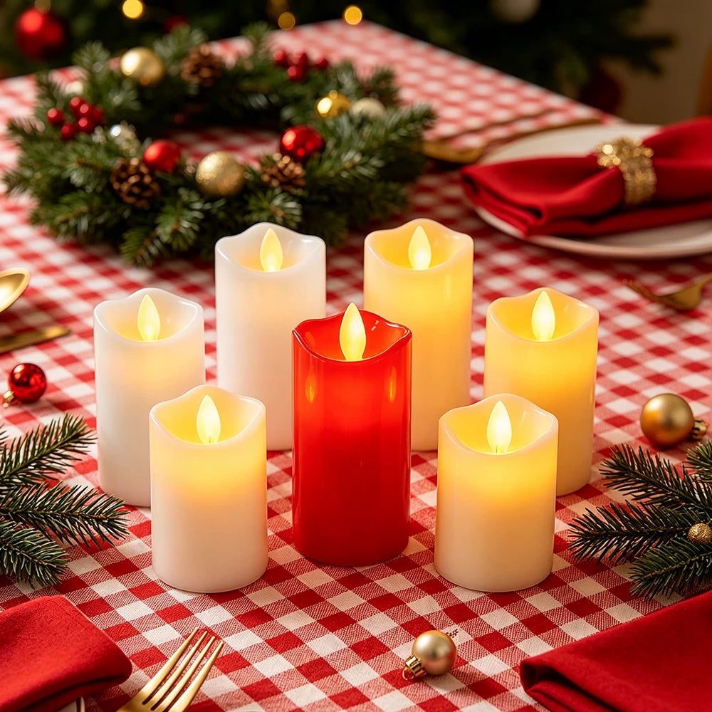 3pcs LED Flameless Candles Set, LED Plastic Flickering Candle Light for Halloween, Chriatmas, Thankagiving, Wedding, Party Decor