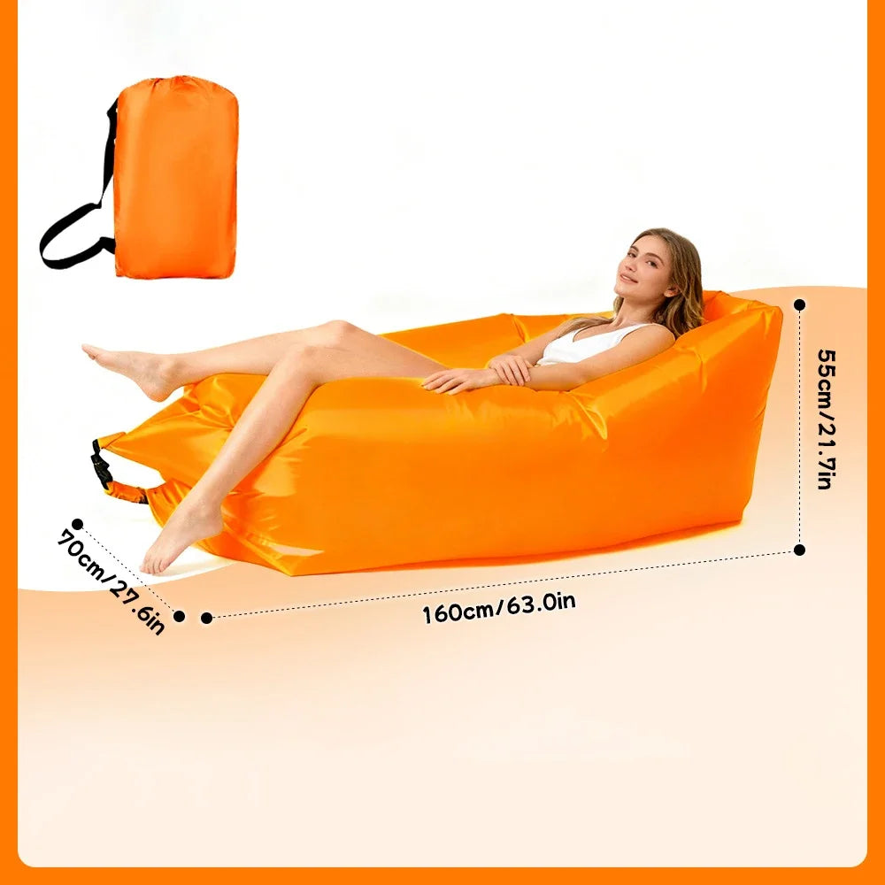 Portable Multicolor Inflatable Lazy Sofa, Fold‑Up Air Sofa Bed for Outdoor Beach Camping Single Size Relax Lounger