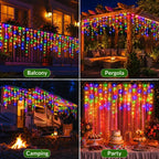 3.5M/7M/13M Solar Icicle Lights 8 Modes Outdoor Decorations Christmas Fairy String Lights for Xmas House Roof Party Wedding