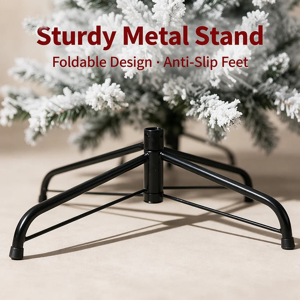 6Ft 1.8M Artificial Christmas Tree Unlit Full PVC Fir with 608 Branch Tips Hinged Easy Assembly Foldable Metal Stand for Indoor Outdoor Living Room Family Home Office Garden Yard Party Holiday Xmas Decorations