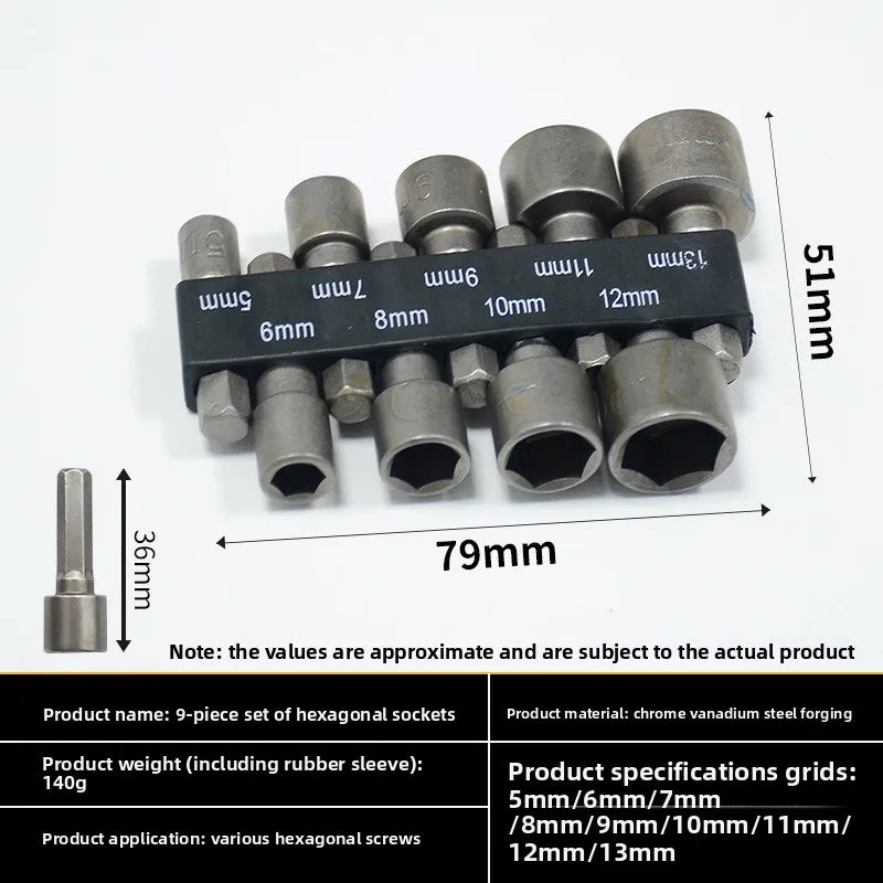 9/14pcs Hex Socket Sleeve Nozzles Nut Driver Set 5mm-13mm Screwdriver Set Tool Wrenches for Home Repair And Maintenance