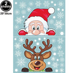 Christmas Window Cling Stickers Santa Claus Reindeer Snowflake Gift Box Window Decals for Xmas Home Shop Glass Door Window Decor