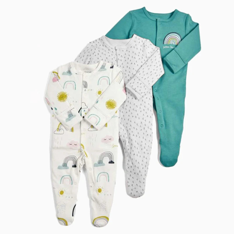 Brand Newborn Babies Clothes Infant Baby Boys Girls Romper Cotton Long Sleeve Pajamas Jumpsuit Toddler Clothes Outfits 3Pcs/Lot