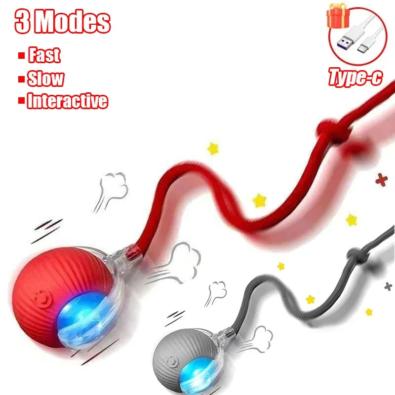Cat Interactive Ball Toy, Automatic Rolling Ball with Tail, Rechargeable Smart Pet Interactive Toy, Intelligent Mouse for Cat