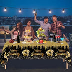 274x137cm Black Gold Disposable Tablecloth for Kids Adults 30 40 50 60 Happy Birthday Party Decoration Home Table Cover Supplies