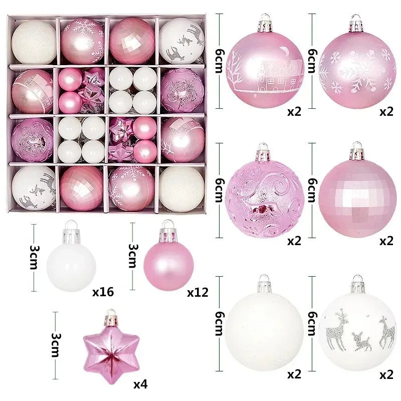 44Pcs 3/6CM Christmas Merry Balls Decoration Xmas Tree Hanging Ornament Party Home Room Decor Holiday Navidad New Year 2026 Gift