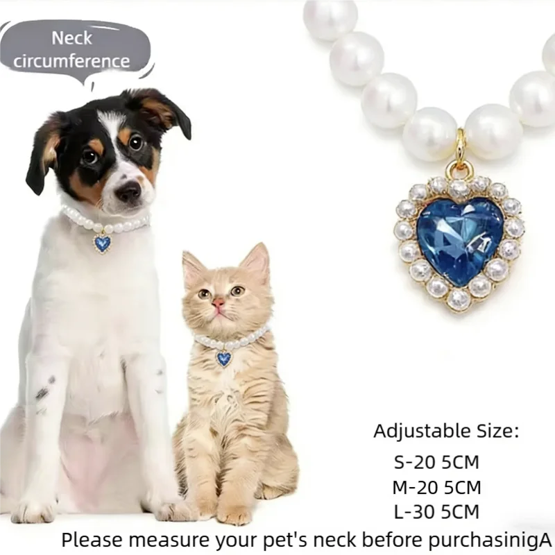 Adjustable Pet Pearl Necklace Accessories for Cats Gotas Animals Fashion Rhinestones Sphynx Cat Collar Kitten Dog collier chat
