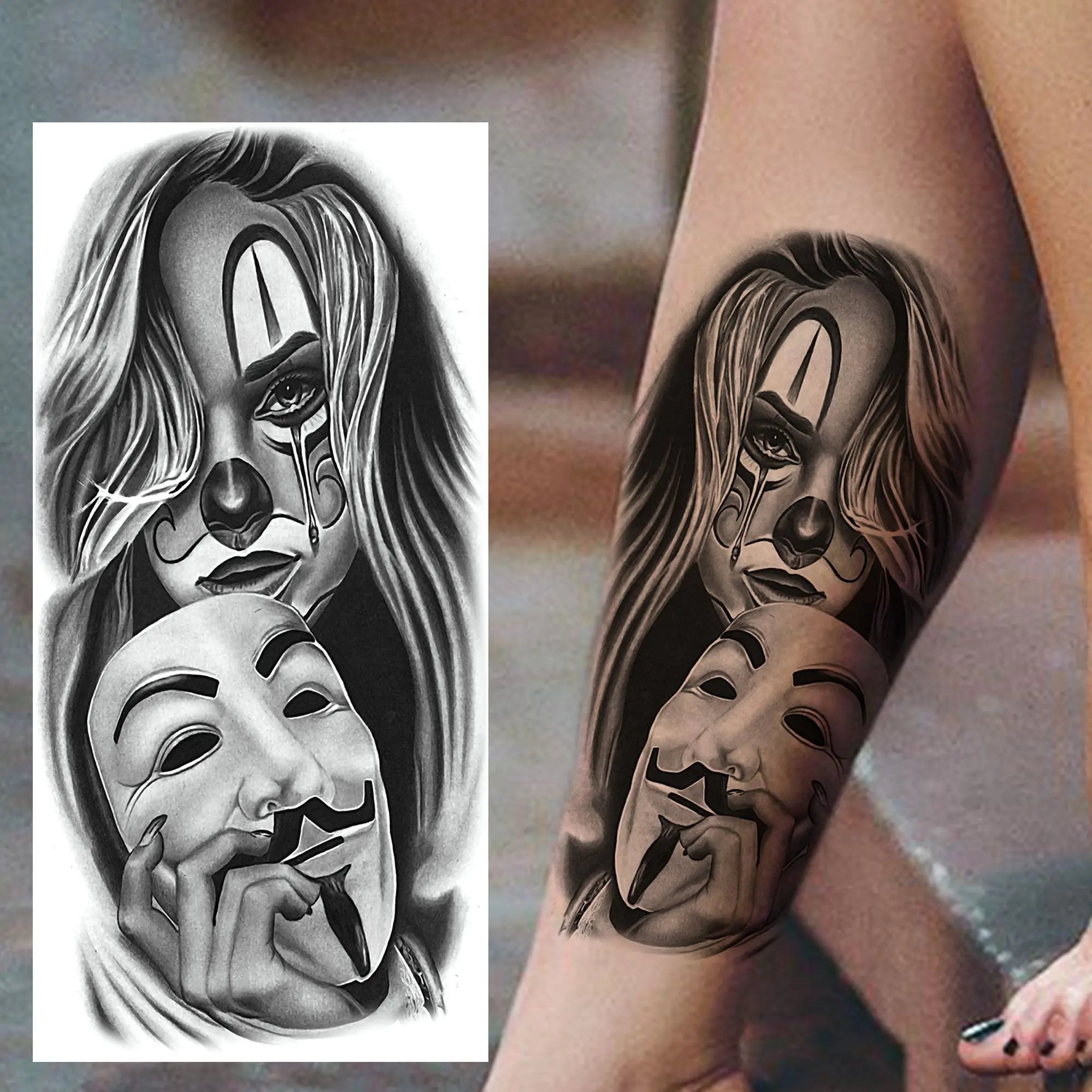1 Sheet Full Arm Robber Gangster Temporary Tattoos For Men Women Waterproof  Tatoo Sleeve Realistic Bad Guy Fake Tattoos Sticker
