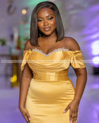 2026 Champagne Mermaid Bridesmaid Dresses Off Shoulder Sweep Train African Wedding Guest Gowns robes invitée mariage Customized