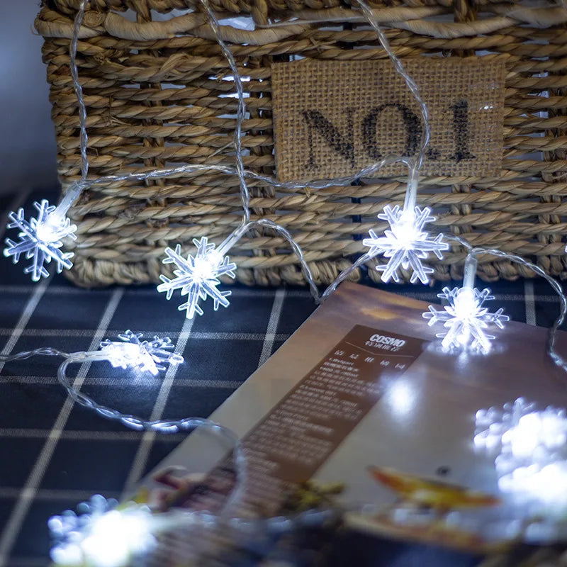 10m 80leds Stright Lights For Room Hanging Home Decoration Christmas Snowflake LED String Lights Indoor Festive Decoration
