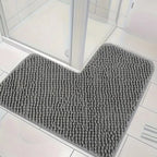 Household Absorbent L-shaped Chenille Bath Mat Washable Non-slip Corner Shower Mat Plush Soft Carpet Bedroom
