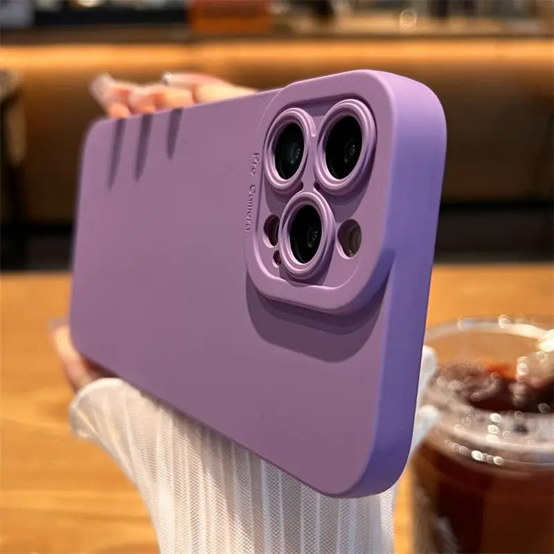 Matte Silicone Soft Phone Case For iPhone16 13 14 15 12 11 Pro Max  XR X XS 8 7 Plus Camera Lens Portector Back Cover