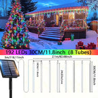 Solar Meteor Shower Lights 8-Tube 200LED Falling Rain String Lights Solar Powered for Tree Eaves Patio Fence Christmas Decor
