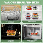 12pcs Glass Food Storage Containers with Lids,Leak Proof, Airtight  Lunch Bento Boxes for Microwave,Oven, Freezer And Dishwasher