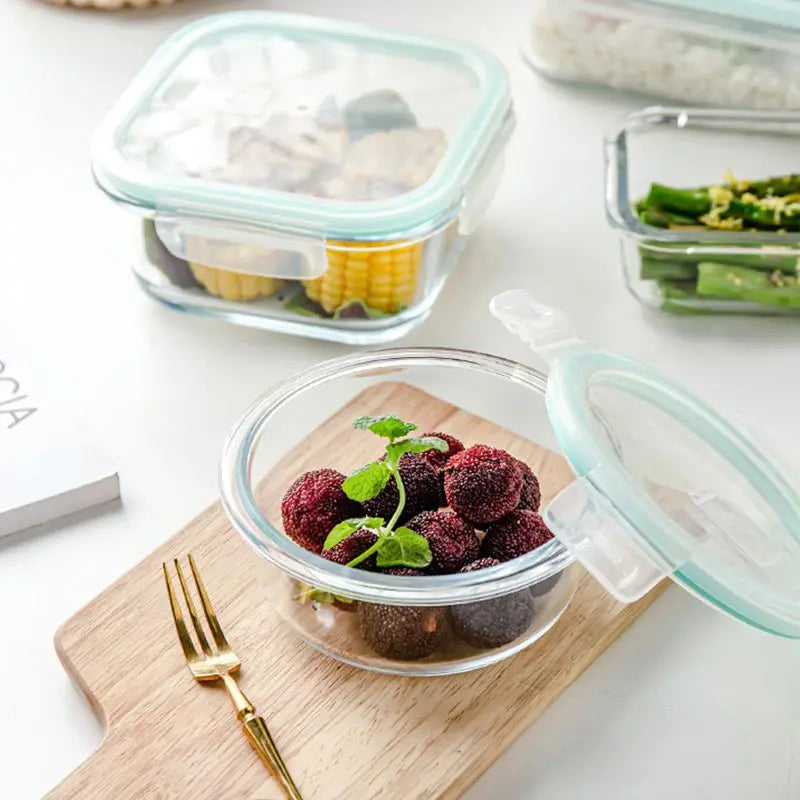 High Borosilicate Glass Lunch Bento Box Microwave Oven Separate Fresh-keeping Bowl Sealed Box Food Storage Containers Crisper