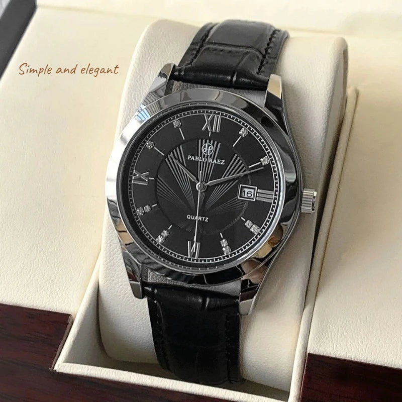 2026 New Men's and Women's Minimalist Watch Leather Strap Quartz Watch New Year's Gift