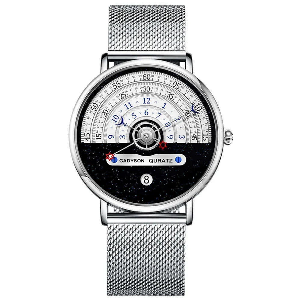 Unique Business Men Watch Fashion Auto Date Stainless Steel Strap Quartz Wristwatch Man Gifts For Him Calendar Clock