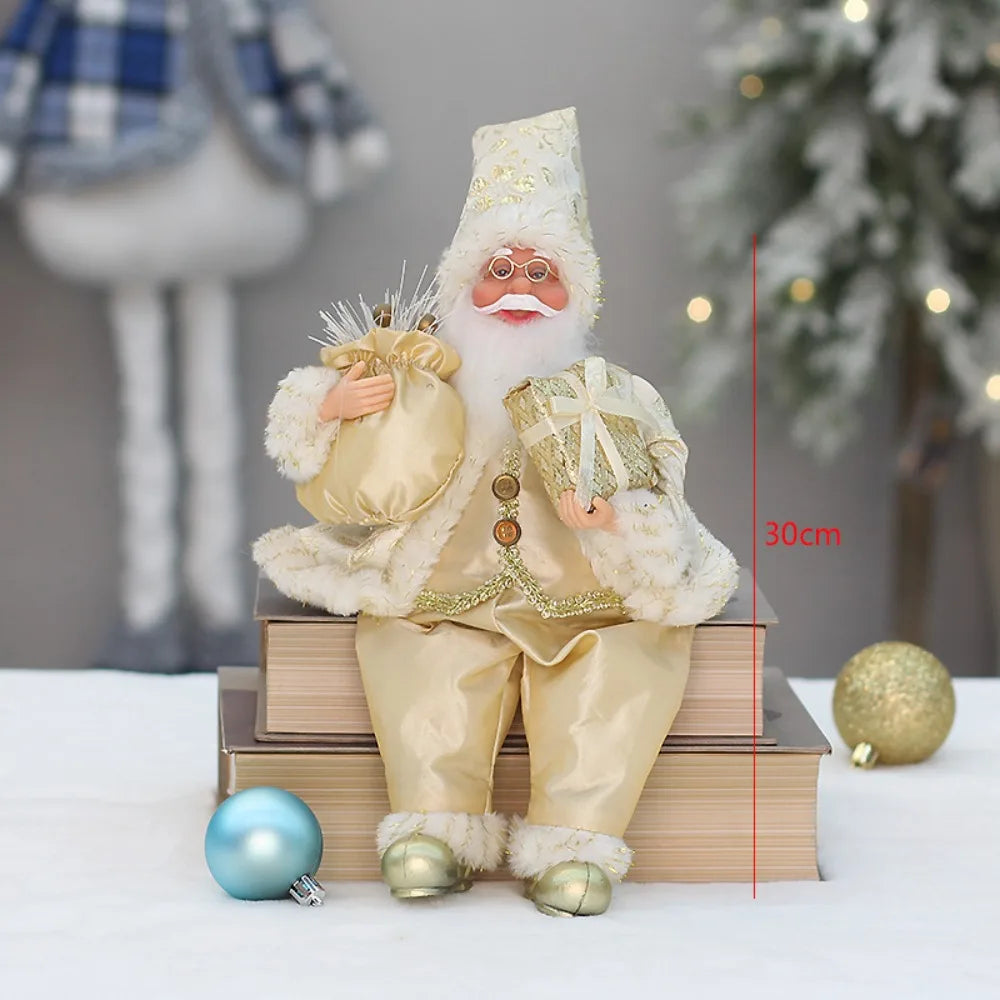Christmas Decorations 30cm Sitting Santa Claus Gift Window Display Ornament
