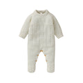 Newborn Baby Romper Long Sleeve Knit Infant Boy Girl Jumpsuit Fashion Solid Overalls Toddler Clothes 0-9M Foot Wrapped Warm Fall