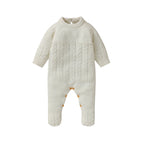 Newborn Baby Romper Long Sleeve Knit Infant Boy Girl Jumpsuit Fashion Solid Overalls Toddler Clothes 0-9M Foot Wrapped Warm Fall