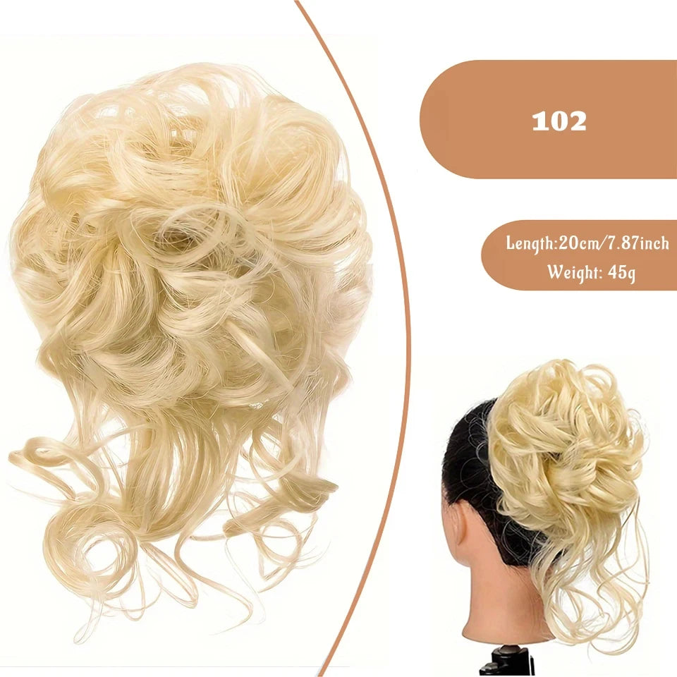 OLACA Synthetic Hair Bun Bands Blonde Black Messy Curly Chignon Donut Updo Scrunchies Fake Hair Pieces For Women Hair Extensions