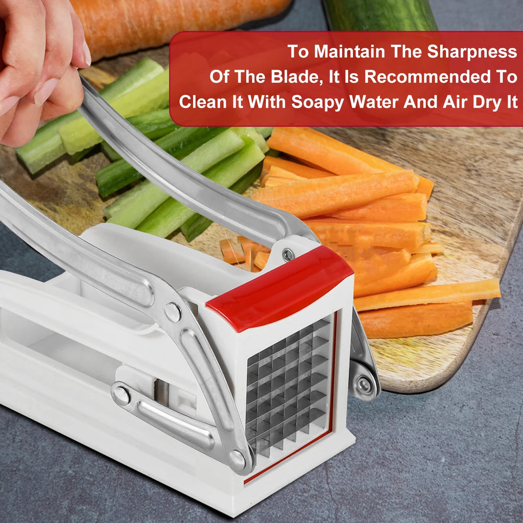 French Fry Cutter Multifunct Vegetable Fruit Chipper Stainless Steel Potato Chipper with 25/49 Holes Blades Kitchen Tools