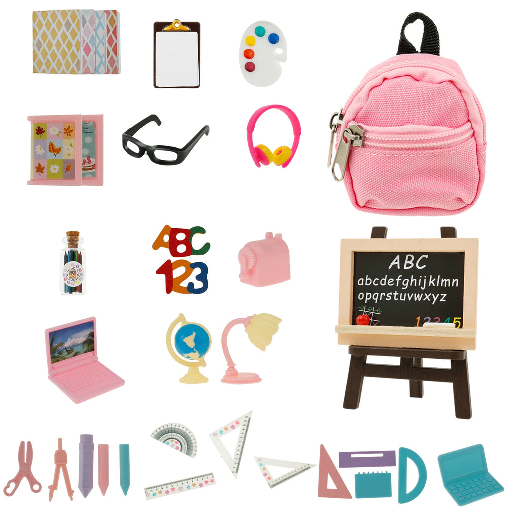 Mini School Supplies Cute Doll Bag Toys Decorative Dollhouse Study Tool School Accessories Adorable Mini School Accessories