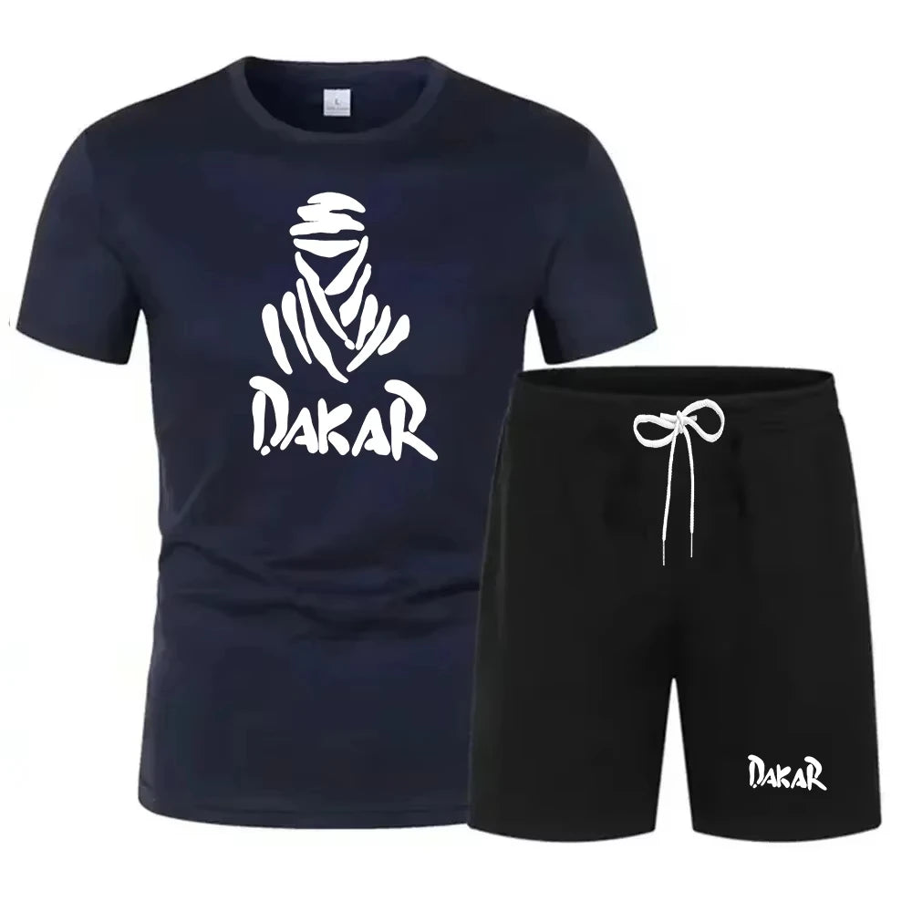 Men's 2026 A Two-piece Summer Men's Fashion Casual T-shirt and Fitness Sportswear Set Is Suitable for Round-colored Youth Styles