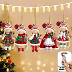 12Pcs Classic Long-haired Christmas Doll Design High-quality 2D Flat Wooden Pendant Christmas Doll Decoration for Christmas
