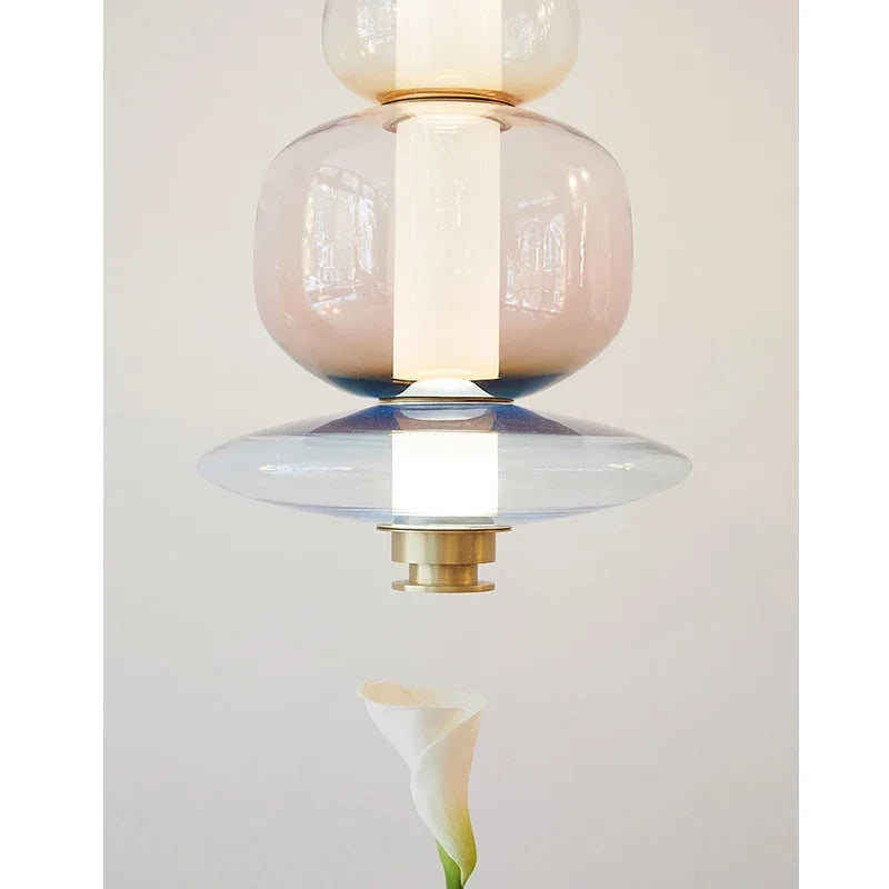 Nordic Style Pendant Light Designer Stained Glass Strip Restaurant Living Room Bar LED Indoor Study Chandelier